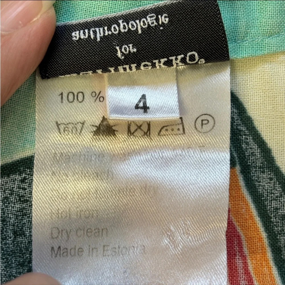 Marimekko for Anthropologie Marisco Skirt cotton skirt aqua ocean pattern 4 - Picture 5 of 7